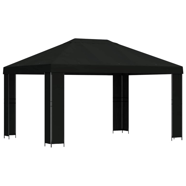 Pavillon 4 × 3 m Sort Polyester og Stål 190 gsm