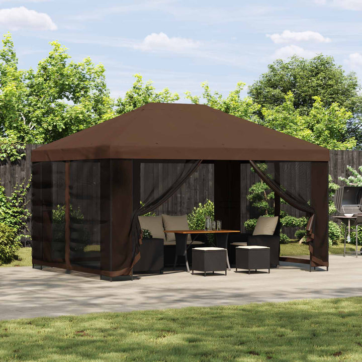 Pavillon 4 × 3 m Brun Polyester og Stål 190 gsm