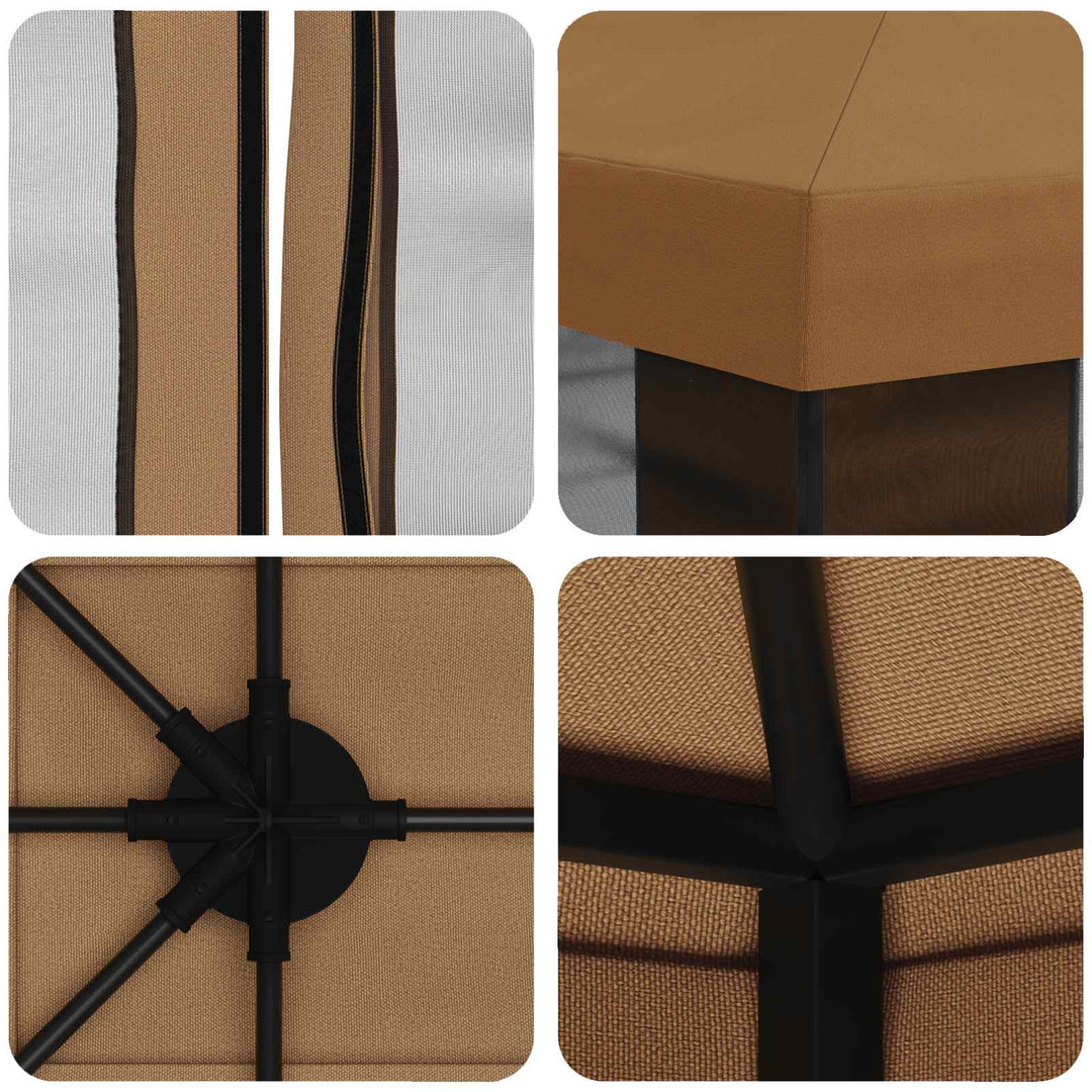 Havelæger med sidevægge 4 × 3 m Beige Polyester og Stål 190 gsm