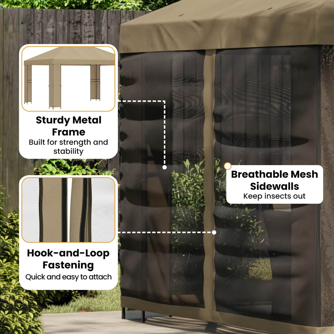 Havelæger med sidevægge 4 × 3 m Beige Polyester og Stål 190 gsm