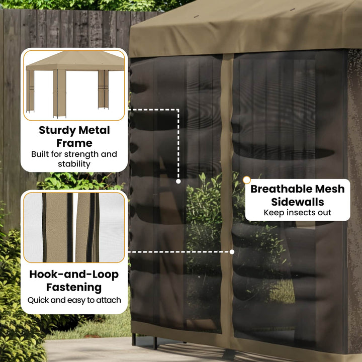 Havelæger med sidevægge 4 × 3 m Beige Polyester og Stål 190 gsm