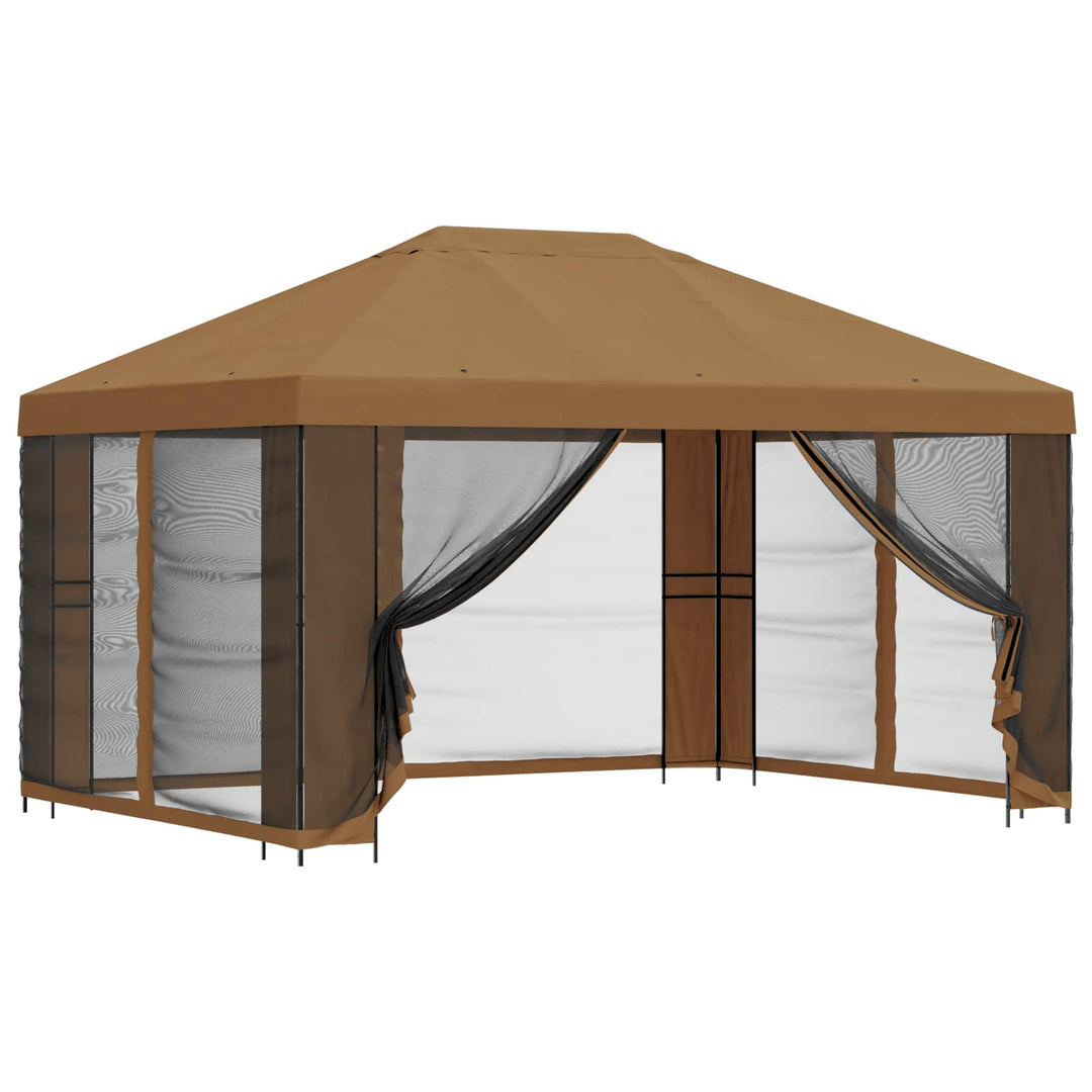 Havelæger med sidevægge 4 × 3 m Beige Polyester og Stål 190 gsm