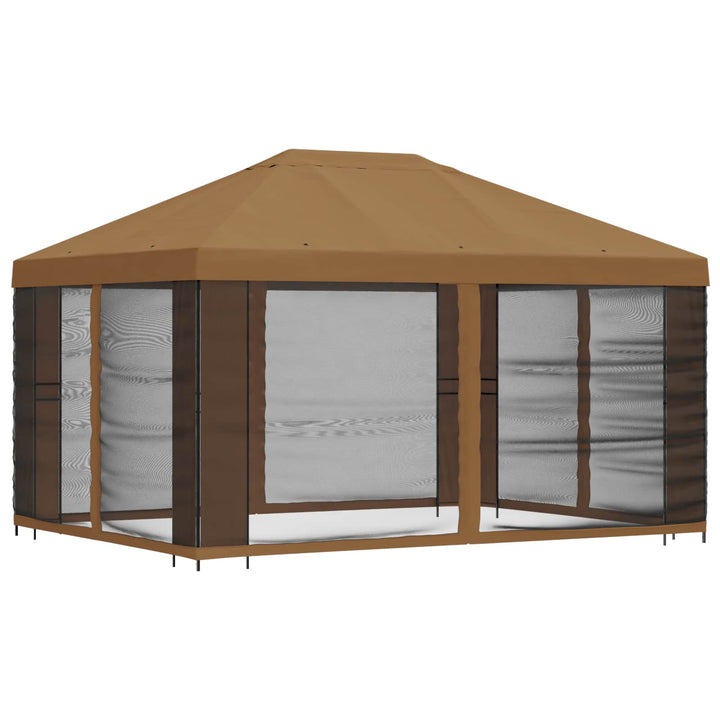 Havelæger med sidevægge 4 × 3 m Beige Polyester og Stål 190 gsm
