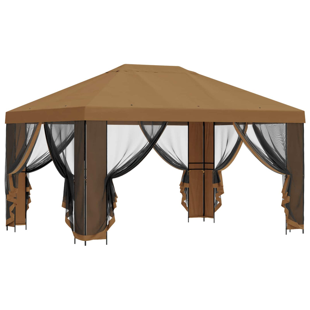 Havelæger med sidevægge 4 × 3 m Beige Polyester og Stål 190 gsm