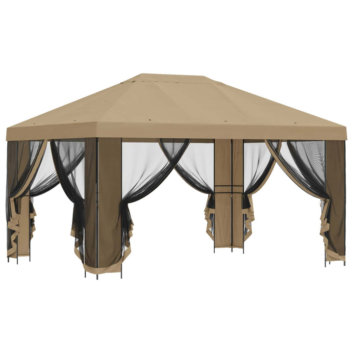 Havelæger med sidevægge 4 × 3 m Beige Polyester og Stål 190 gsm