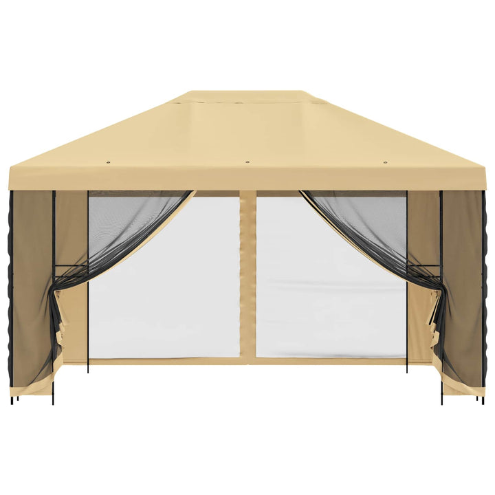 Havelæger med sidevægge 4 × 3 m Cremefarvet Polyester og Stål