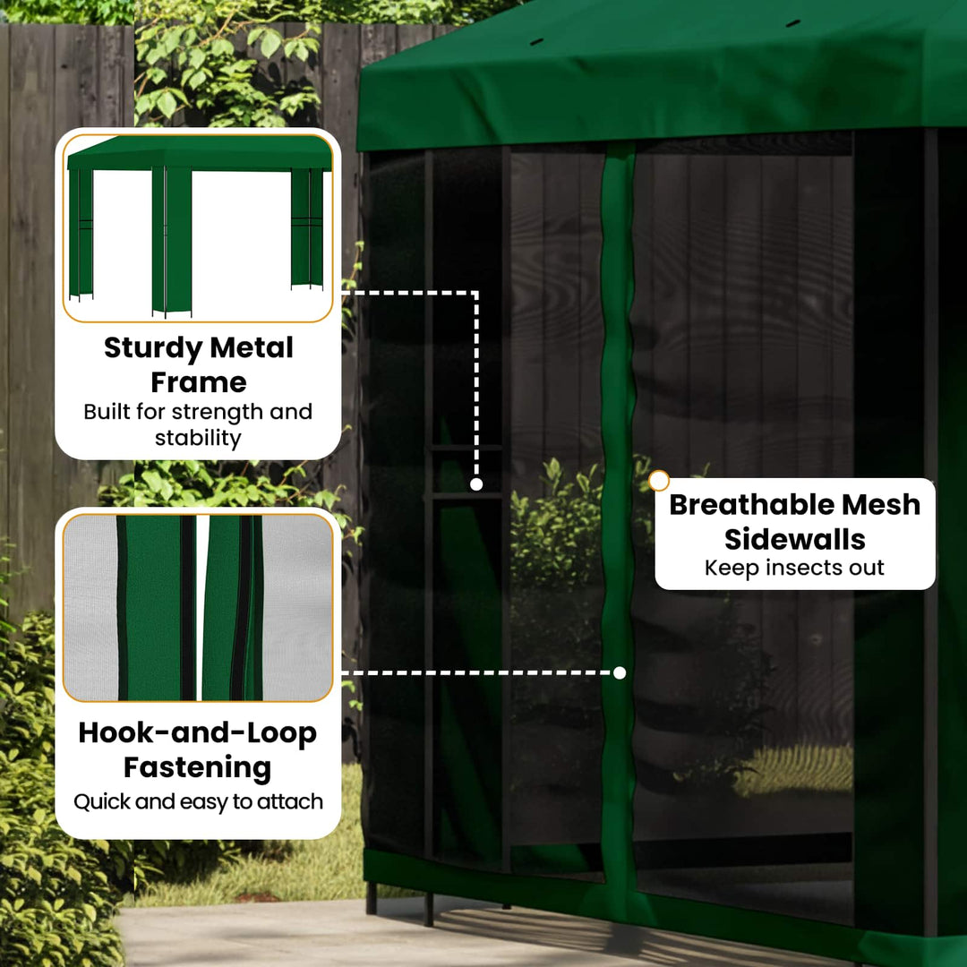 Havelæger med sidevægge 4 × 3 m Grøn Polyester og Stål 190 gsm