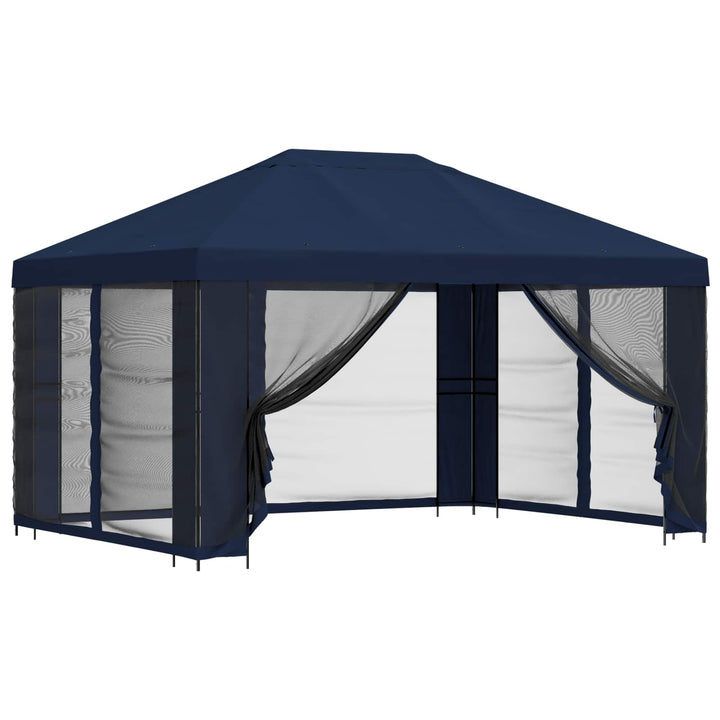 Havelæger med sidevægge 4 × 3 m Blå Polyester og Stål 190 gsm