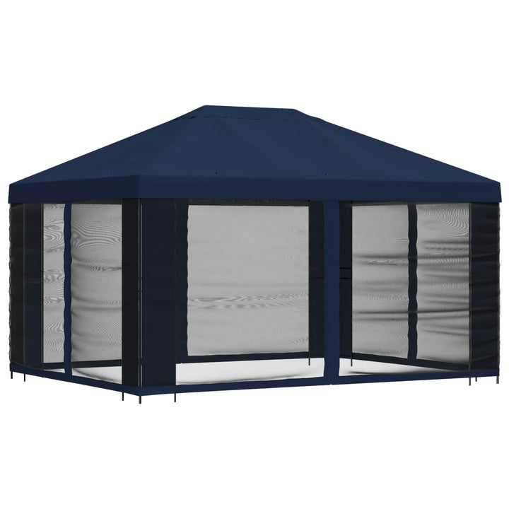 Havelæger med sidevægge 4 × 3 m Blå Polyester og Stål 190 gsm