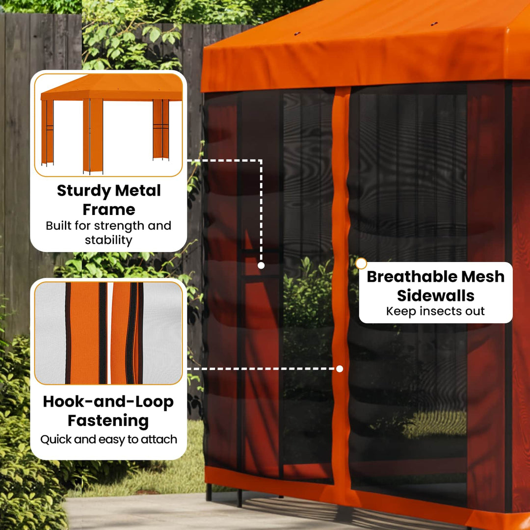 Havelæger med sidevægge 4 × 3 m Orange Polyester og Stål