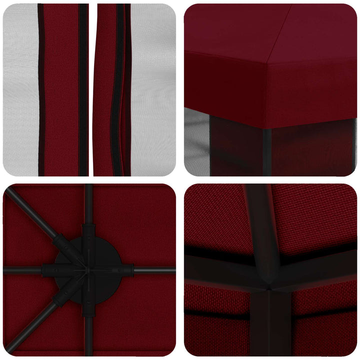 Havelæger med sidevægge 4 × 3 m Bordeaux Polyester og Stål