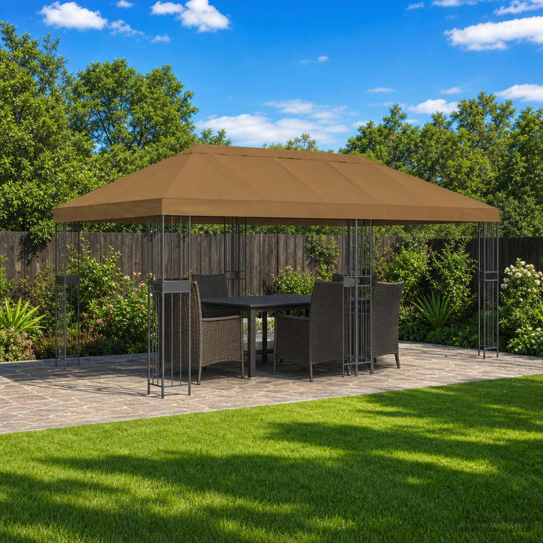 Gazebo Klap Cover 6 x 3 m Gråbrun Polyester 190