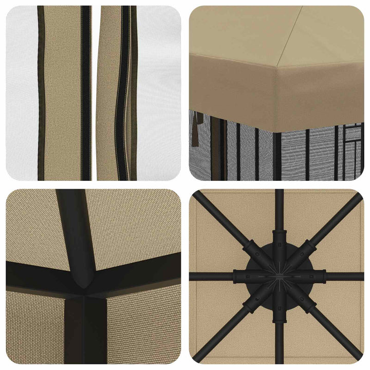 Gazebo Cover med sidevægge 6 x 3 m Beige Polyester 190