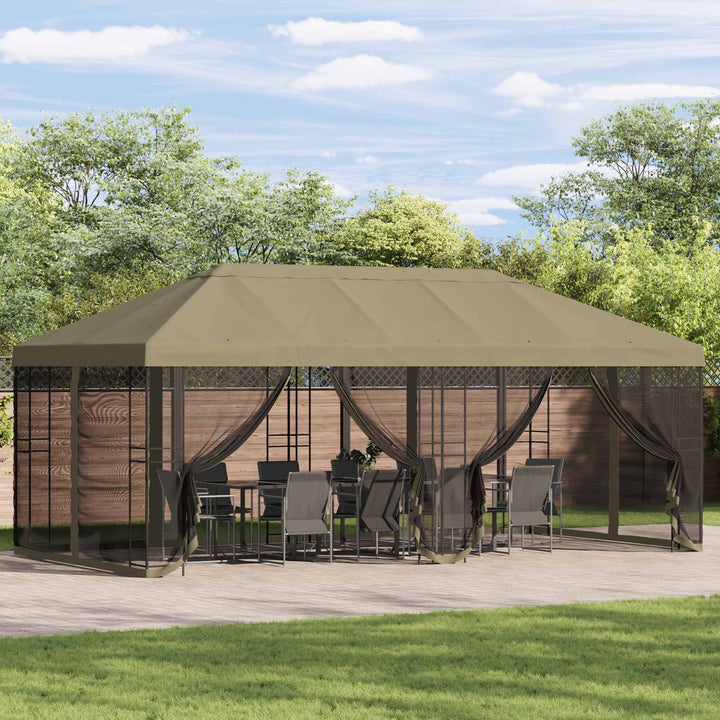 Gazebo Cover med sidevægge 6 x 3 m Beige Polyester 190
