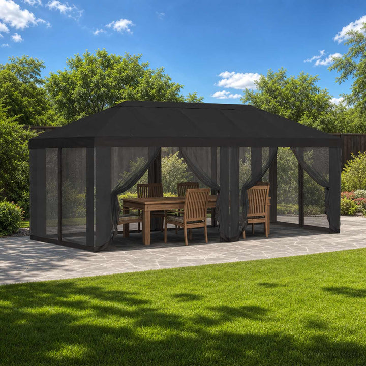 Gazebo Cover med sidevægge 6 x 3 m Antracit Polyester 190