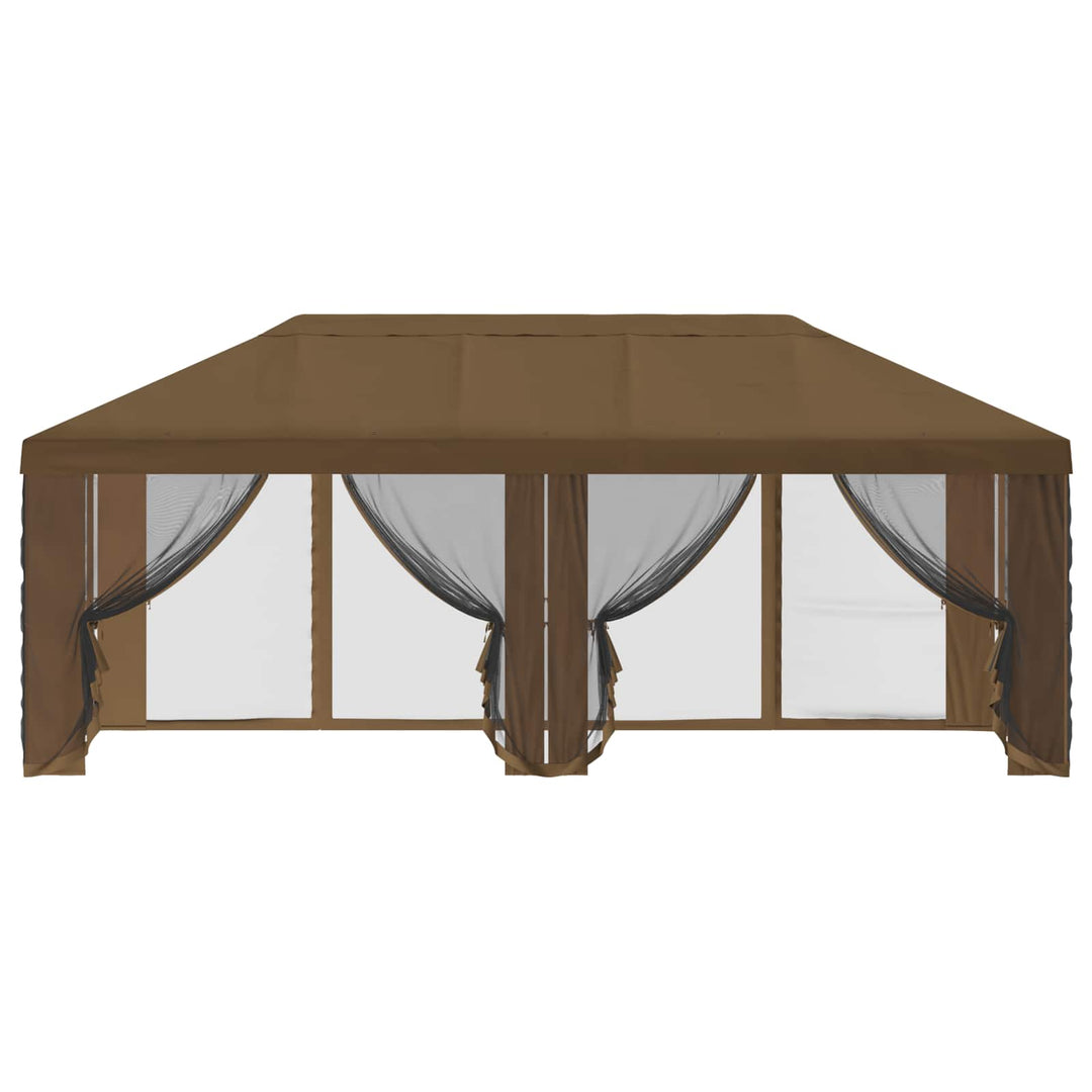 Gazebo Cover med sidevægge 6 x 3 m Gråbrun Polyester 190