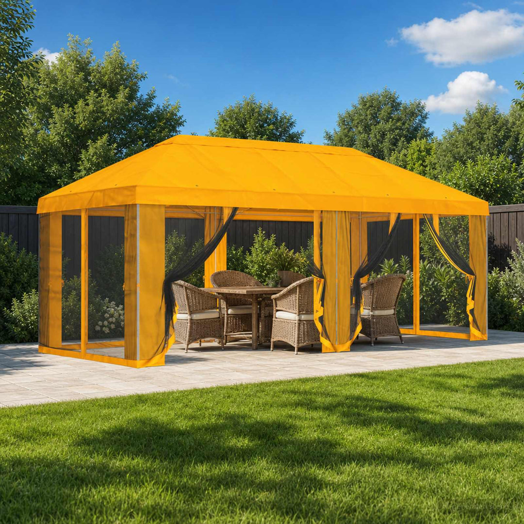 Gazebo Cover med sidevægge 6 x 3 m Gul Polyester 190