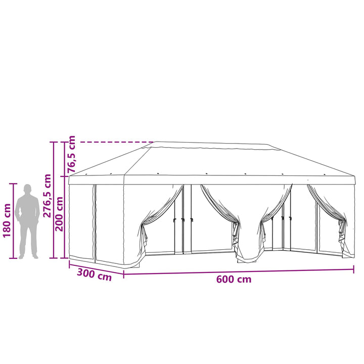 Gazebo Cover med sidevægge 6 x 3 m Sort Polyester 190