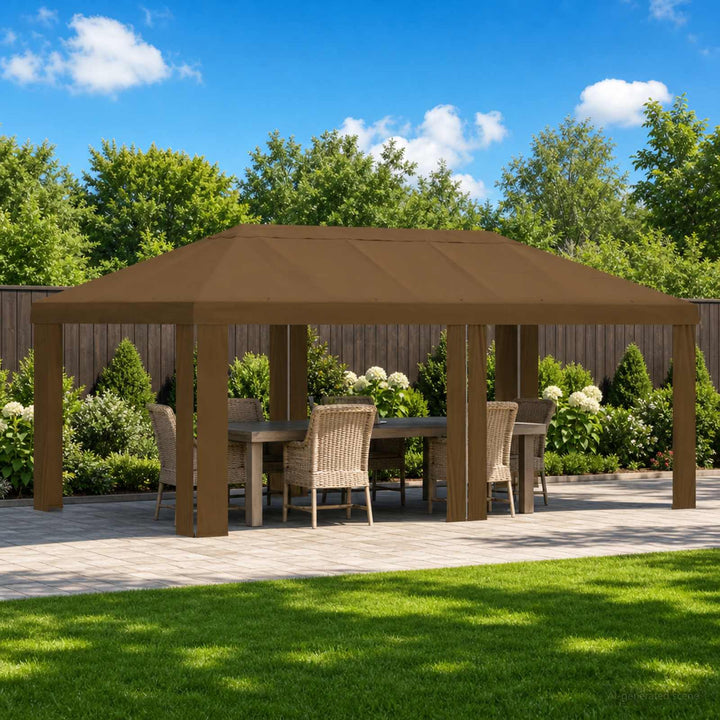 Gazebo Dække 6 x 3 m Gråbrun Polyester 190 gsm