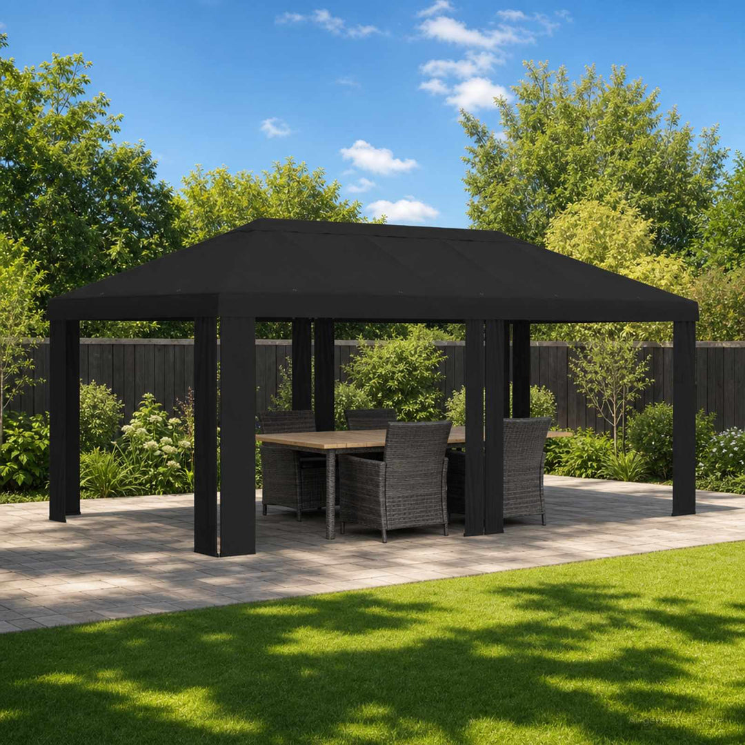 Gazebo Dække 6 x 3 m Sort Polyester 190 gsm