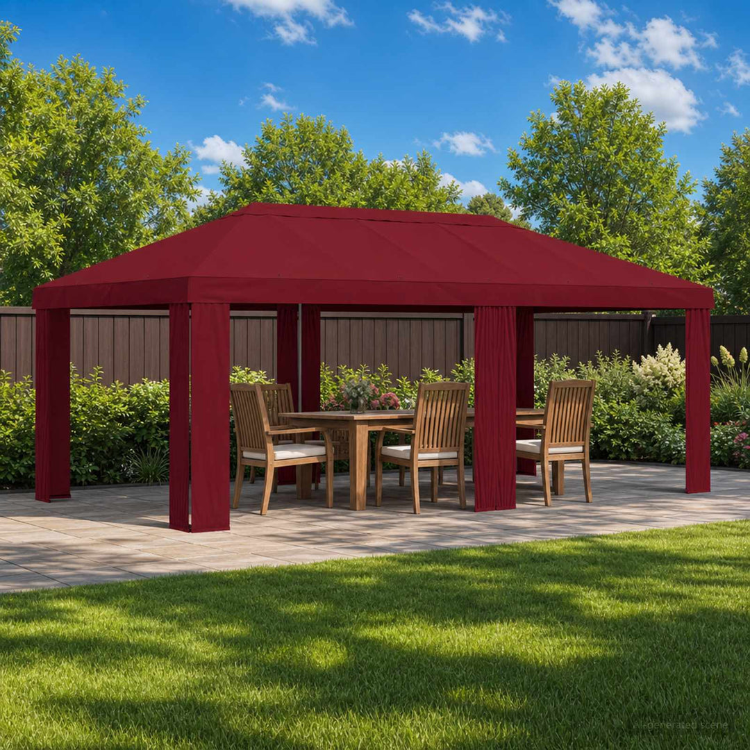 Gazebo Dække 6 x 3 m Bordeaux Polyester 190 gsm