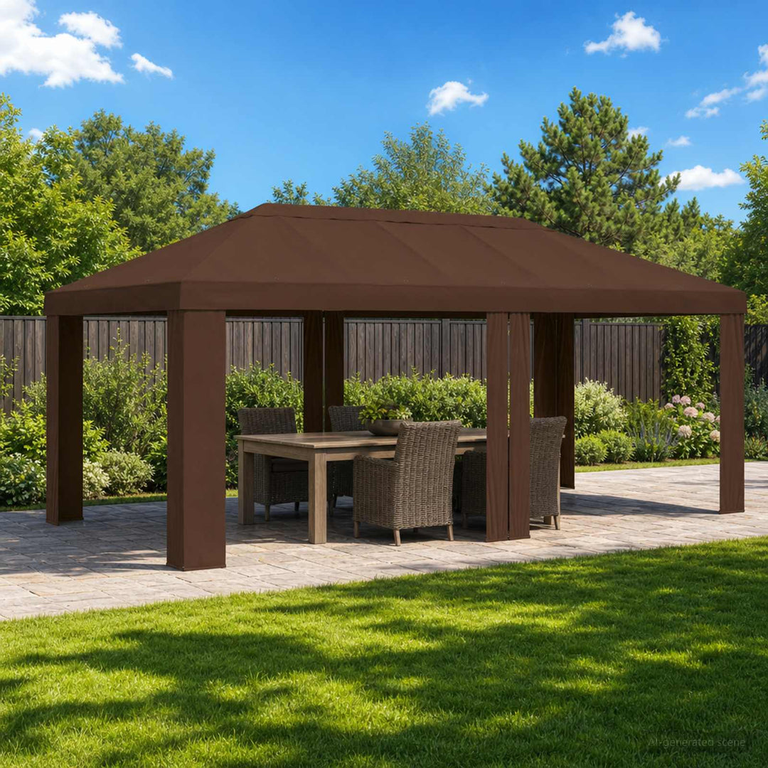 Gazebo Dække 6 x 3 m Brun Polyester 190 gsm