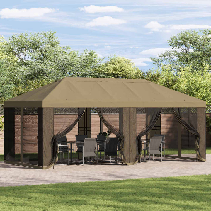 Gazebo Cover med sidevægge Beige 600,5 x 300,5 cm Polyester