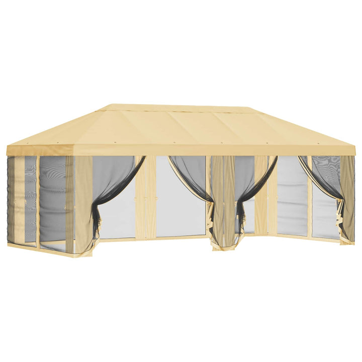 Gazebo Cover med sidevægge Cremefarvet 600,5 x 300,5 cm