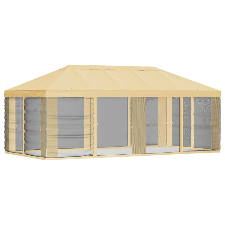 Gazebo Cover med sidevægge Cremefarvet 600,5 x 300,5 cm