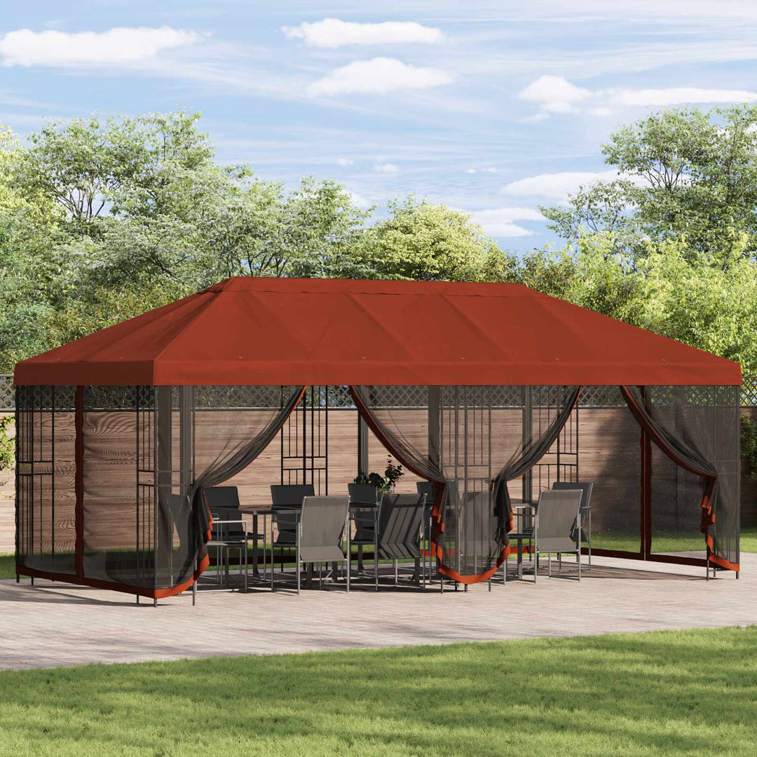 Gazebo Cover med sidevægge Terrakotta 600,5 x 300,5 cm