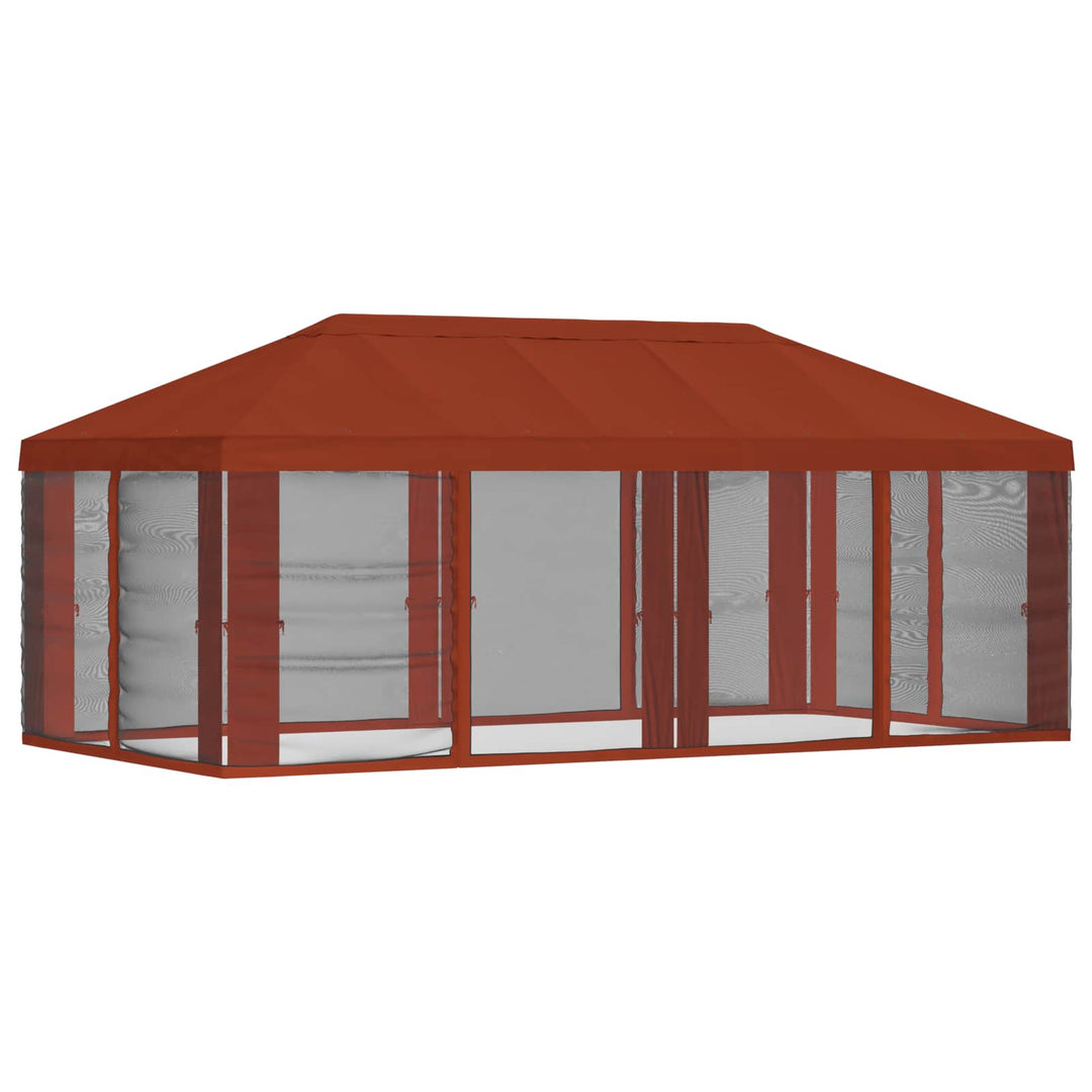 Gazebo Cover med sidevægge Terrakotta 600,5 x 300,5 cm