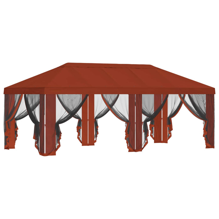 Gazebo Cover med sidevægge Terrakotta 600,5 x 300,5 cm