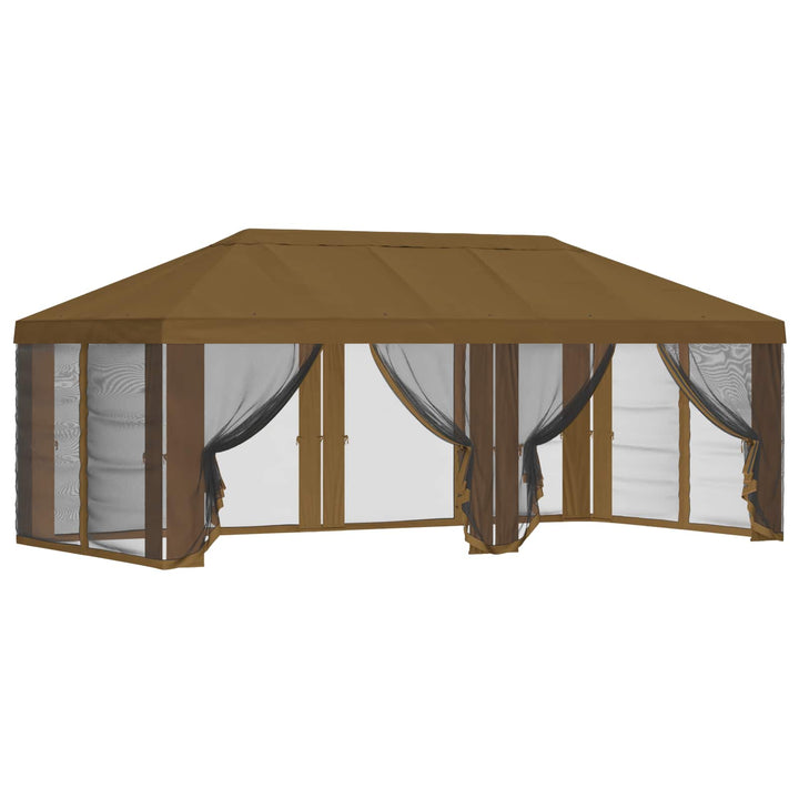 Gazebo Cover med sidevægge Gråbrun 600,5 x 300,5 cm Polyester