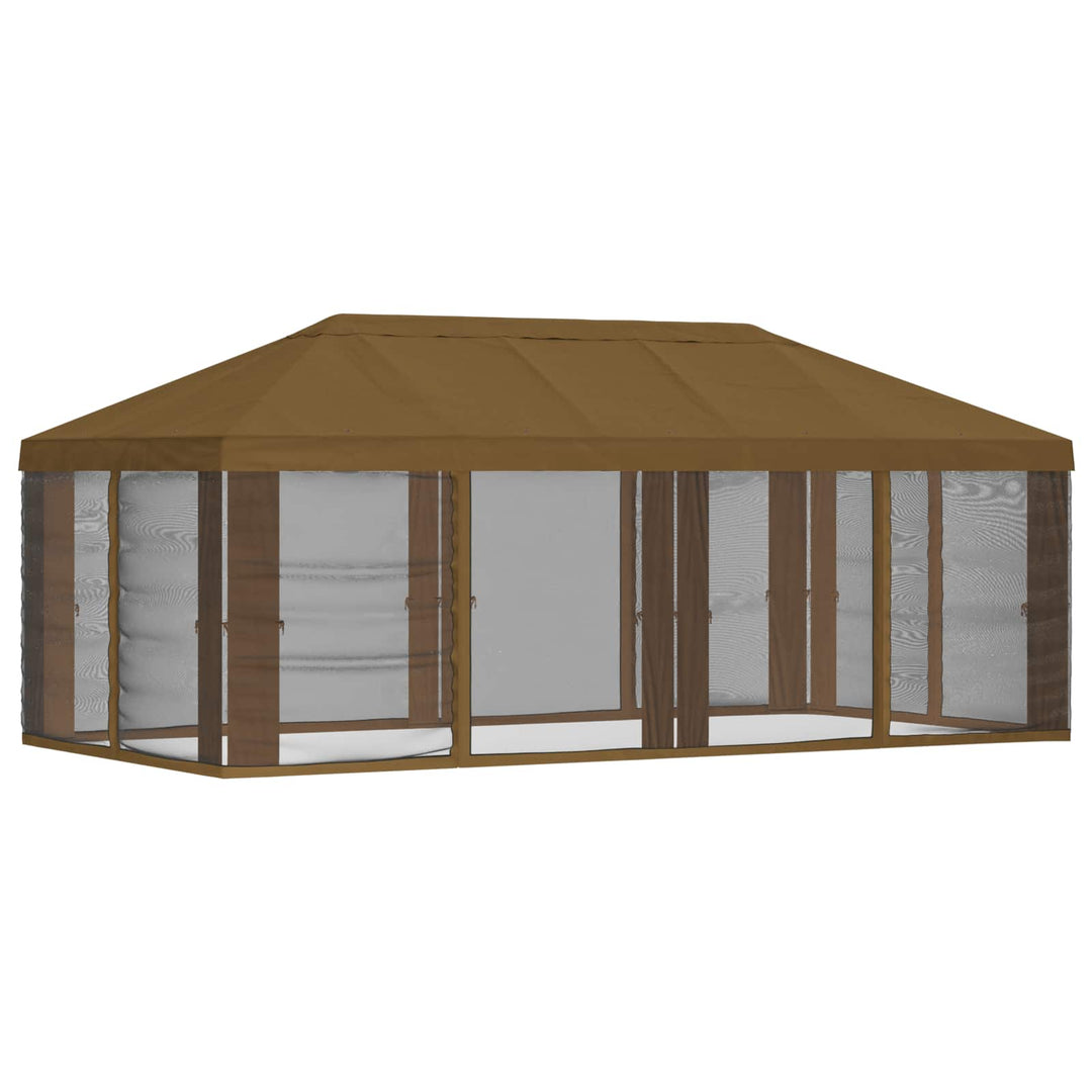 Gazebo Cover med sidevægge Gråbrun 600,5 x 300,5 cm Polyester