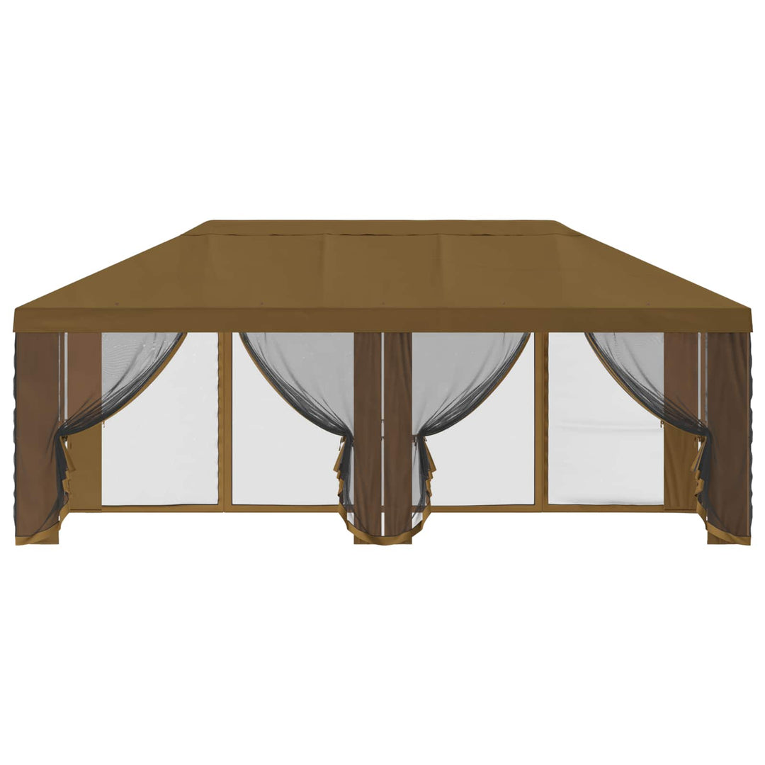 Gazebo Cover med sidevægge Gråbrun 600,5 x 300,5 cm Polyester
