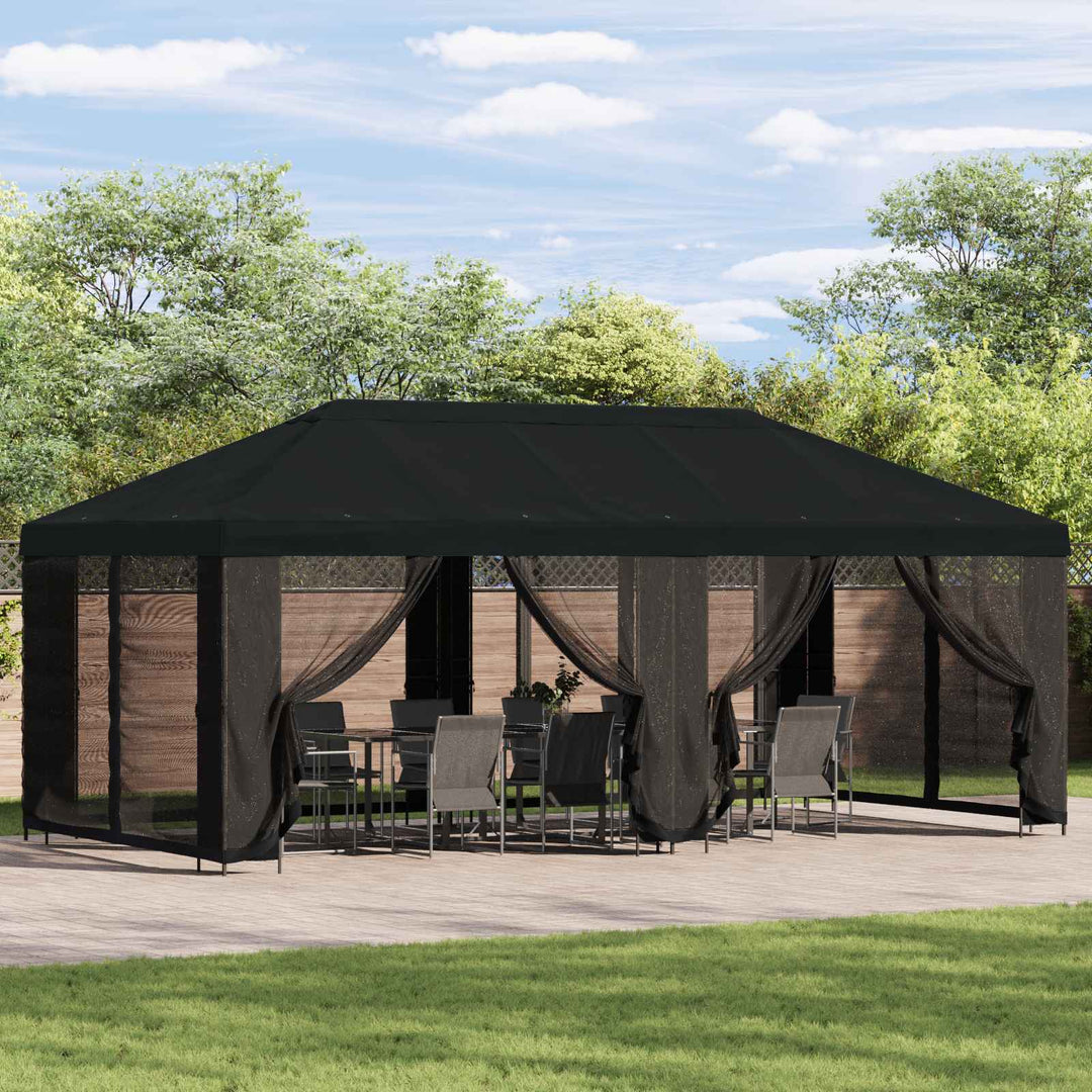 Gazebo Cover med sidevægge Sort 600,5 x 300,5 cm Polyester
