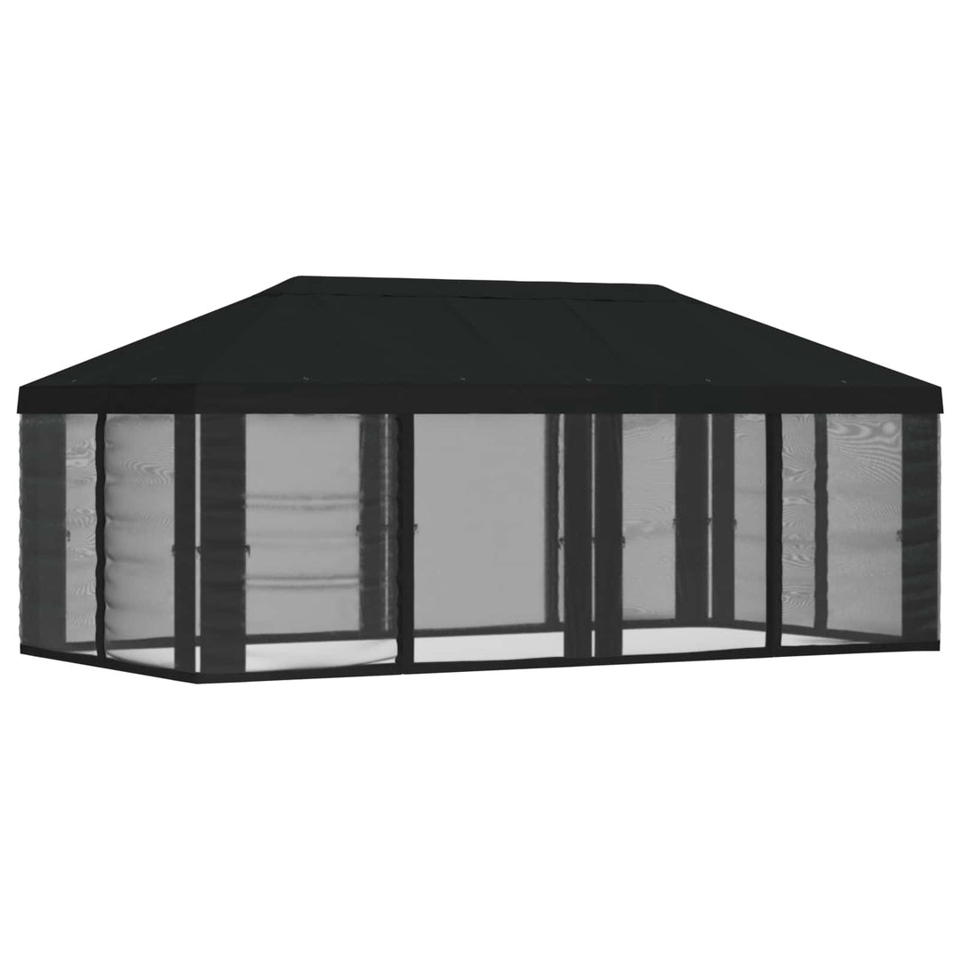 Gazebo Cover med sidevægge Sort 600,5 x 300,5 cm Polyester