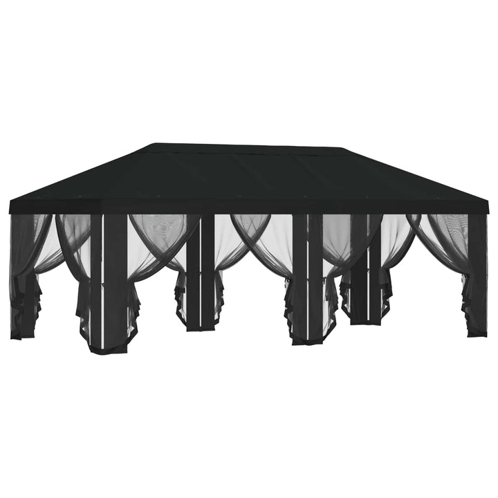 Gazebo Cover med sidevægge Sort 600,5 x 300,5 cm Polyester