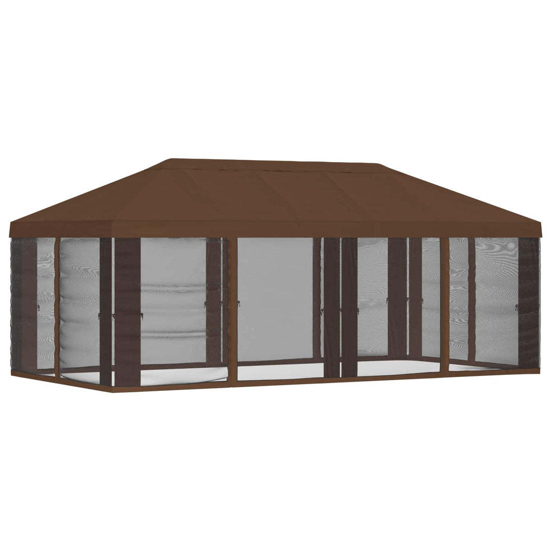 Gazebo Cover med sidevægge Brun 600,5 x 300,5 cm Polyester