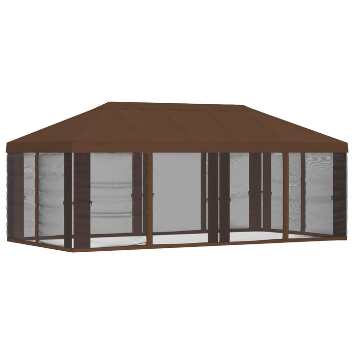 Gazebo Cover med sidevægge Brun 600,5 x 300,5 cm Polyester