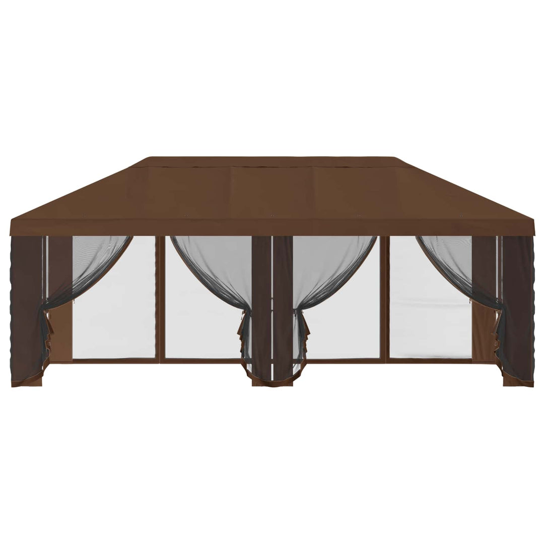 Gazebo Cover med sidevægge Brun 600,5 x 300,5 cm Polyester