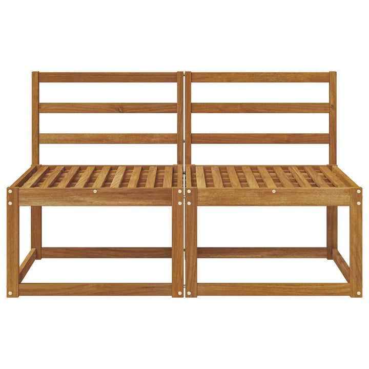 2 Stk Udendørs Mellem Sofa Massivt Akacietræ Naturfarvet