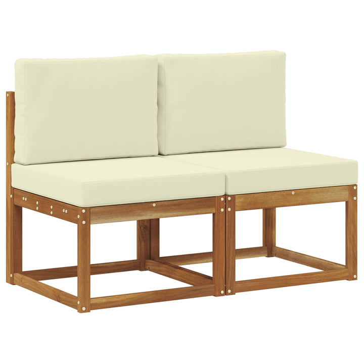 2 Stk Udendørs Mellem Sofa Massivt Akacietræ