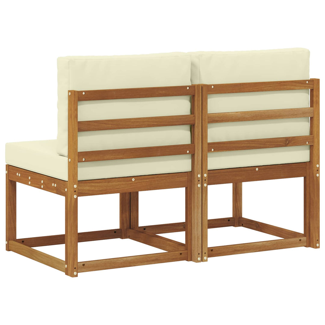 2 Stk Udendørs Mellem Sofa Massivt Akacietræ