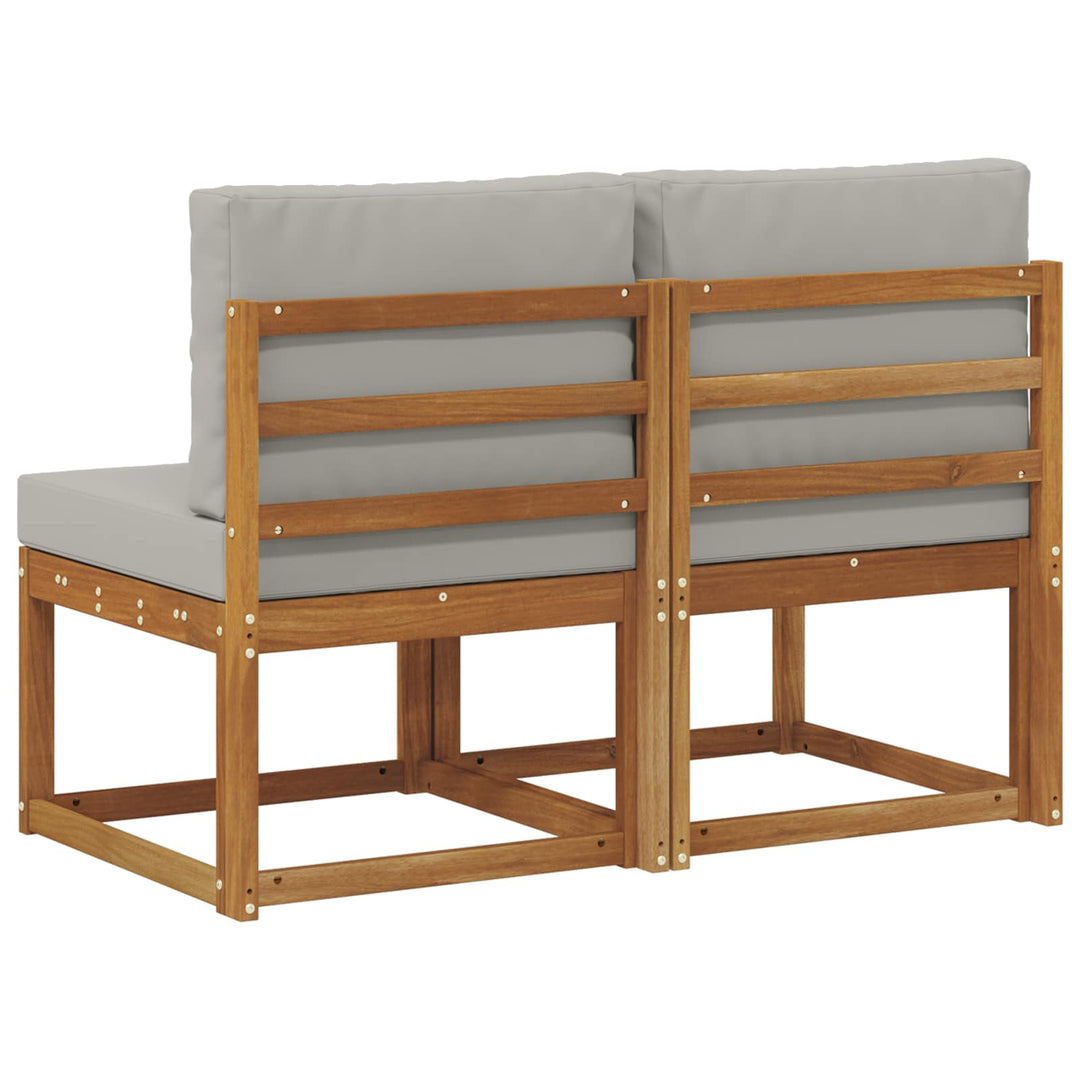 2 Stk Udendørs Mellem Sofa Massivt Akacietræ Naturfarvet