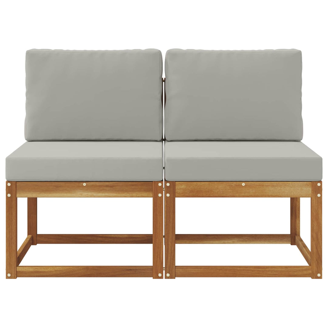 2 Stk Udendørs Mellem Sofa Massivt Akacietræ Naturfarvet