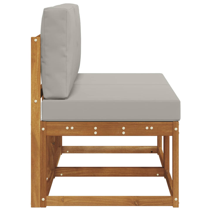 2 Stk Udendørs Mellem Sofa Massivt Akacietræ Naturfarvet