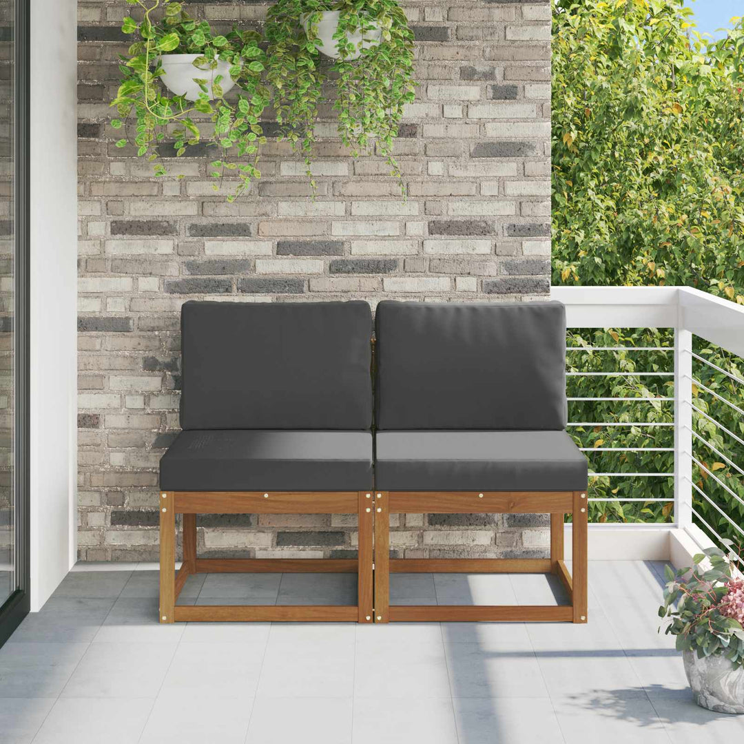 2 Stk Udendørs Mellem Sofa Massivt Akacietræ