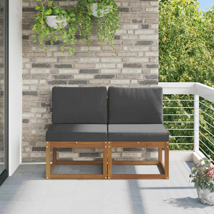 2 Stk Udendørs Mellem Sofa Massivt Akacietræ