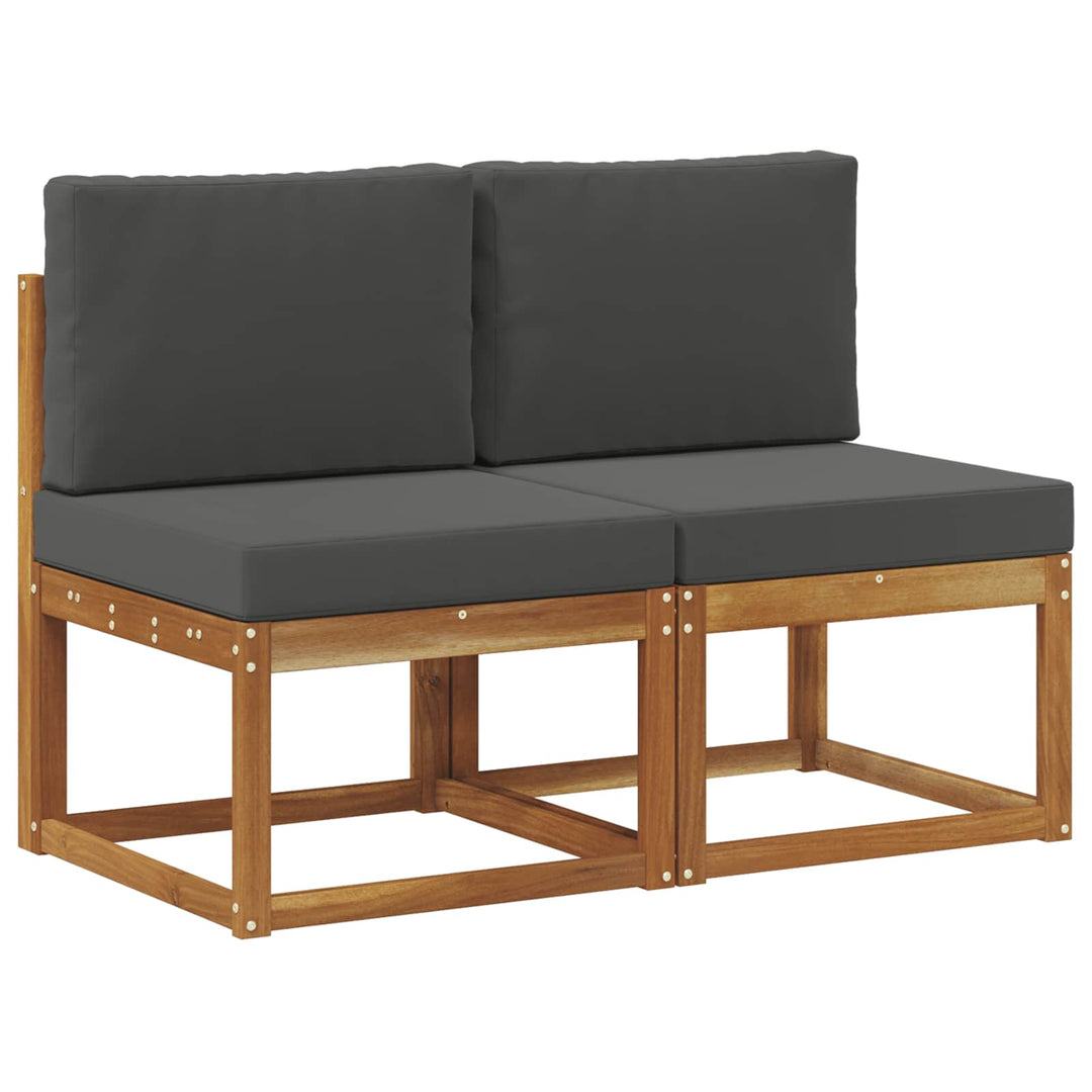 2 Stk Udendørs Mellem Sofa Massivt Akacietræ